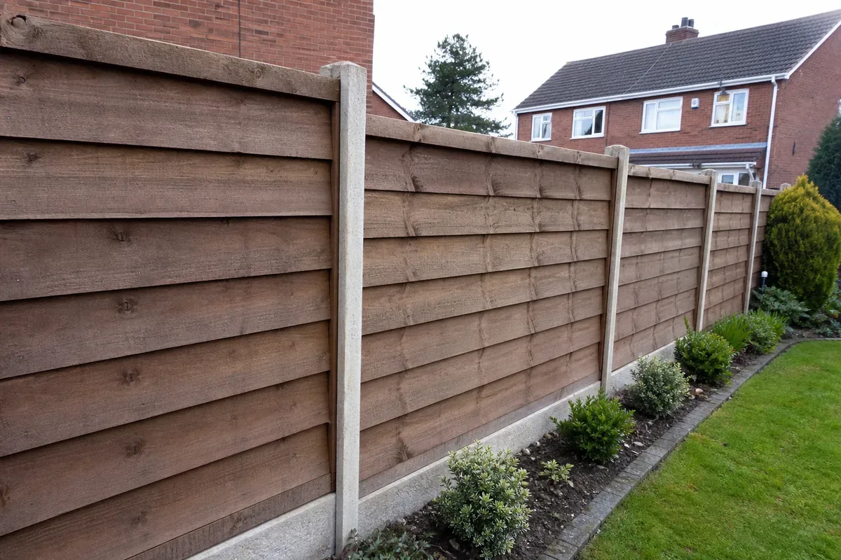 Feather edge timber fencing in a Stafford garden